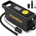 Inzeetor 150 PSI Tire Inflator Portable Air Compressor, 12V DC Auto Shutoff Air Pump with Digital Pressure Gauge and Emergency LED Light for Car Tires, Bicycle & Balloons, Black