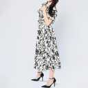 Women's Summer Leopard Print Casual Dress - Shirt Collar V-Neck Short Sleeve Flowy A-Line Dress (White)