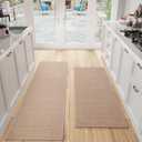 Kitchen Mat Set of 2 PCS, Cushioned Non Slip Rugs for Kitchen Floor, Absorbent Runner Comfort Standing Mats Washable for Kitchen, Office, Home (Camel, 17.3"x47"+17.3"x71")