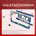 Faux Abalone Shell License Plate Frame Iridescent Seashell License Plate Holder Funny Stainless Steel Accessories Cars Decor with 2 Holes and Screws Fits Standard Us Ca Vehicles 12.2 X 6 Inch