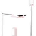 Phone Stand for Recording, Overhead Phone Mount with Light, Selfie Stand,Portable,Extendable,360 Rotate,Adjustable,Wireless Remote,Rechargeable, for 3.5-6.9" Phones, Live Streaming (Pink)