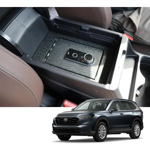 JIKE Center Console Gun Safe - Console Gun Vault Compatible with Honda CR-V 2023-2025, Fingerprint Lock with Backup Key