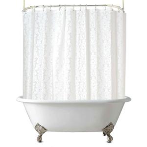 Clawfoot Tub Shower Curtain 180x60 Inch Damask Liner All Warp Around Extra Wide Heavy Duty Vinyl Bath Curtain for Clawfoot Bathroom PEVA Waterproof Liner 36 Metal Hooks Stand Up Tub