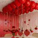 Zeyune 30 Set Valentine's Day Red Rose Hanging Garland Set 30 Valentines Balloons 30 Artificial Artificial Rose Decor DIY Floating Flower String Garland for Valentine Galentines Ceiling Wedding Home