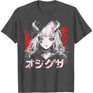 Anime Goth Grunge Demon Girl Waifu Horror Alt Aesthetic T-Shirt 6XL