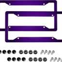 Purple License Plate Frame 2 Packs Purple Car Accessories Aluminum Metal License Plate Holder, Weather Proof, Rust-Proof Universal Size