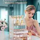 Youdepot Large Makeup Organizer, Glass Cosmetic Storage with Drawers, Stackable Makeup and Jewelry Organizer for Vanity Table, Bathroom Countertop, Skincare, Lipsticks, Perfume, Brushes