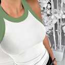 Tank Tops for Women Summer Sleeveless Round Neck Basic Cami Top Slim Knit Ribbed Racerback Blouses (White, XXL)