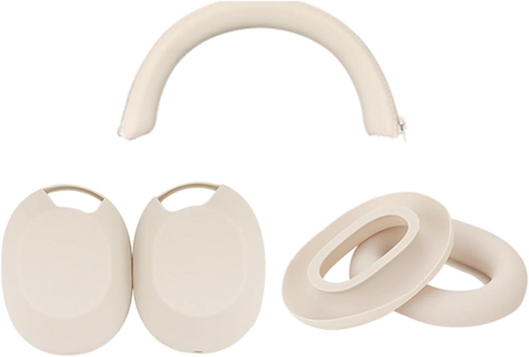 Headphone Case Earphone Silicone Protective Covers for 1000XM5 Headsets Headbeam Protectors (Rice White model)