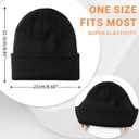 NPQQUAN 2 PCS Satin Lined Beanie for Women Silk Lined Beanies Winter Warm Soft Lining Cuffed Knit Beanie Hats for Women (Black+black)