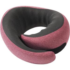 Travel Pillow, 100% Pure Memory Foam Neck Pillow for Airplanes, Comfortable Breathable Cover, Travel Essentials for Plane, Car, Train and Home, Red (Medium)