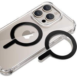 FlyCoco 2 Pack Magnetic Ring Compatible with MagSafe, Universal MagSafe Sticker, Magnetic Adapter Ring Wireless Charging for iPhone 15/14/13/12/11 and More, with 3M Adhesive, Black