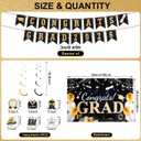 Black Gold Congrats Grad 2026 Party Decorations Kit - Complete Graduation Supplies with Banner, Backdrop and Balloon Garland for High School & College Celebrations