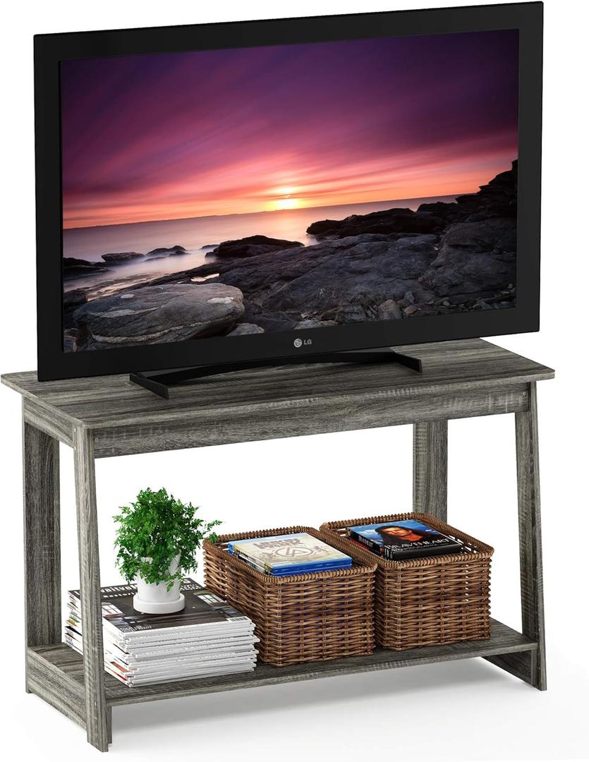 Furinno Beginning TV Stand, French Oak Grey, 15.59 x 35.04 x 21.65 inches