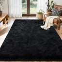Black Rugs for Bedroom Fluffy 3x5 ft Living Room Rug Non-Slip Area Rugs Shag Carpet for Nursery Kids PlayRoom Dorm Office Indoor 1.7'' Thick Modern Plush Carpets Boys