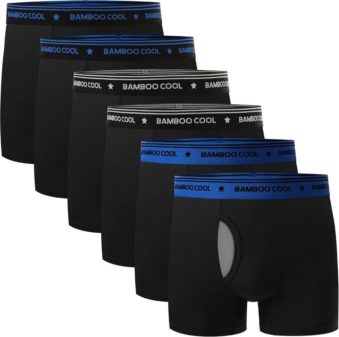 BAMBOO COOL Boy's Underwear Boxer Briefs for Boy Breathable Mesh Fly Zone Moisture-Wicking 6 Pack, XL