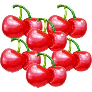 6pcs Red Cherry Balloon Cherry Theme Party Decoration Fruit Balloon Summer Party Supplies, 30inch