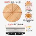 Chef Pomodoro 14" Pizza Cutter Rocker Blade and Pizza Cutting Board Set – Premium Stainless Steel Pizza Slicer with Wooden Pizza Serving Board – Pizza Wooden Board with Pizza Cutting Guide