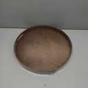 i-lan 16" Large Round Wooden Serving Tray with 2" Sides, Circle Walnut Food Storage Display Platter Plate with Handles,Decorative Wood Tray for Coffee Table,Ottoman,Vanity,Kitchen, Bathroom