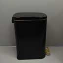 SYNCVIBE Slim Bathroom Trash Can with Lid Stainless Steel Garbage Can Soft Close Step Trash Bin with Removable Inner Bucket for Bedroom, Office, Kitchen (Matt Black, 3.5 Gallons)