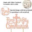 8 x First Holy Communion Cake Topper, The Double Sides Glitter decoration for Children's Cross Baptism,Christening, Baby Shower theme party Supplies