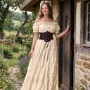 Spooktacular Creations 5Pcs Halloween Renaissance Medieval Dress Costume Women, Fairy Peasant Irish Cottagecore Dress, S