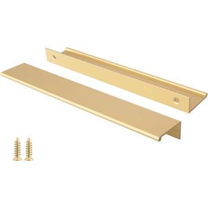 Peaha 10 Pack Kitchen Cabinet Handles 7-1/2 inch Matte Gold Pulls for Dresser Drawers Brushed Brass Door Edge Finger Pull Hardware