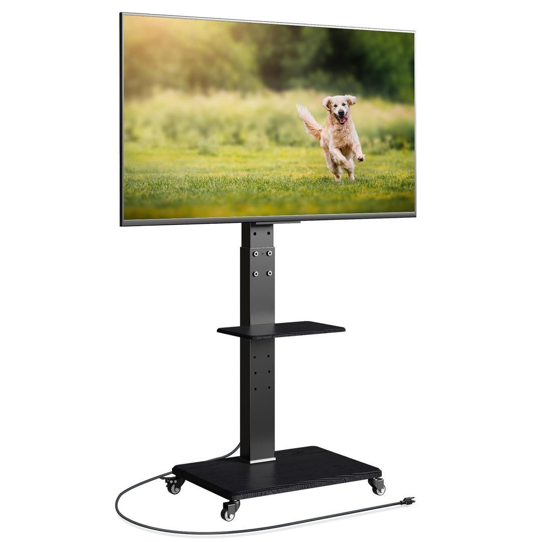 Neothm Rolling TV Stand with Power Outlet for 32-75 Inch TVs, Swivel Portable TV Stand