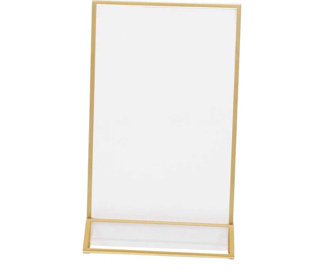 Acrylic Table Sign Holder Gold Trim Double-Sided Mini Display Stand for Weddings 4x6 Inches Acrylic Price Card Frame for Event Centerpieces 23 pcs