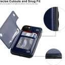 LETO for iPhone 13 Mini Case,Luxury Flip Folio Leather Wallet Cover with Card Slots and Kickstand Protective Shell 5.4" Navy Blue
