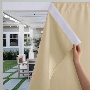 RYB HOME Patio Self Adhesive Outdoor Curtains - Waterproof & Windproof Panels with Back Tab Bottom for Pergola Balcony, UV Blocking Shades for Pool Cabana, W52 x L108 inches, Biscotti Beige, 2 Panels