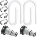 Saintrygo 2 Pack Thickened Pool Hose for Above Ground Pools 1.5 Inches Diameter 59 Inches Length Replacement Swimming Pool Pump Hose with 4 Pcs Clamps and 2 Replacement Adapter(White)