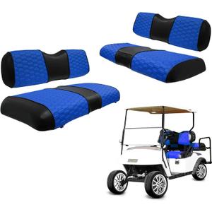 Golf Cart Seat Covers for EZGO TXT Club Car DS Gas or Electric OEM Regular Seat Cushion, No Staple, Golf Cart Vinyl Replacement Seat Cover (blue)