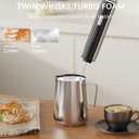 Anfilank Handheld Milk Frother Wand with Folding Stand, Rechargeable Electric Whisk with 3 Speeds & 3 Stainless Heads, Milk Foam Maker with Stand for Latte, Cappuccino, Hot Chocolate, Egg
