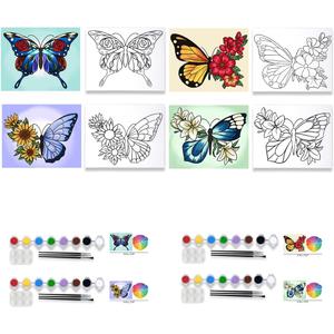 VALLSIP 4 Pack Pre Drawn Canvas for Painting for Adults Paint and Sip Party Supplies Canvas Painting Kits Stretched Canvas to Paint Games Ladies Night Chic Girl Art Set (8x10, Paint and Sip Kit)