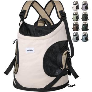 ETIAL Pet Dog Cat Carrier Front Chest Backpack, Hands Free Cross Shoulder Sling Bag with Padded Bottom & Safety Strap for Puppy Kitten Travel Hiking and Outdoor Use (8-18lbs,Brown)