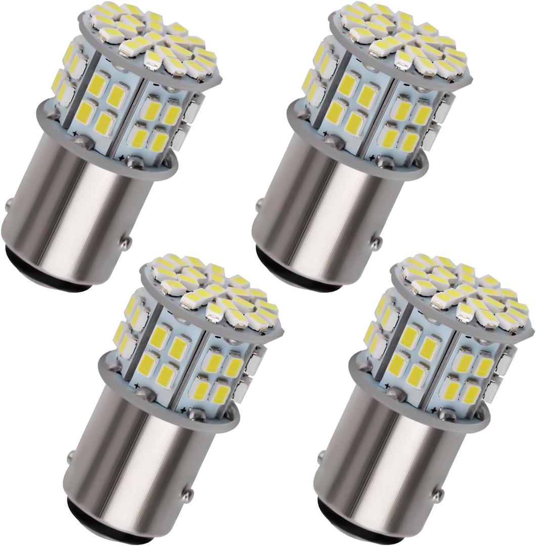 4PCS BAY15D 1157 Interior Light 6500K White Super Bright 3020 50SMD LED Replacement Bulbs for DC 12V Trunk Lights Camper Lights Boat Lights Trailer Lights RV Lights