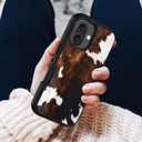 Designed for iPhone 16 Case, Military Grade Heavy Duty 3-Layer Shockproof Drop Phone Protective Cover for iPhone 16 (2024) 6.1 inch, Brown Cow Print