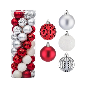 Amooca 45pc 2.36'' Christmas Ball Ornaments Xmas Tree Hanging Decoration for Festival Party Home Holiday Wedding Decors Shatterproof Plastic Balls Red & Silver & White