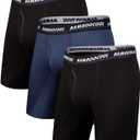 BAMBOO COOL Men's Long Boxer Briefs Performance Long Leg Sports Boxer Brief Underwear MultiPack (Black, XXL)