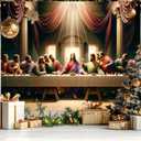 The Last Supper Backdrop 8x6ft Jesus Banner Christian Religious Background Biblical Wall Decor Church Easter Prayer Worship Indoor Outdoor Photography Display for Faith Celebration