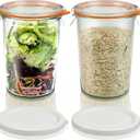 Freshmage Canning Jars 27 oz 2 Pack, Sourdough Starter Jars with 2 Lids Per Jar (Glass Sealing Lid & Plastic Lid), 800ML Wide Mouth Airtight Glass Storage Containers for Pickles, Yogurt, Pasta, Cereal