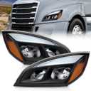 JFN Led Headlights Compatible with 2018-2023 Cascadia, Reflector Cascadia Headlamps, Pair Set, Black Housing (Left and Right Side)