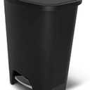 Glad 20 Gallon Trash Can - Plastic Kitchen Waste Bin with Odor Protection of Lid - Hands Free with Step On Foot Pedal and Garbage Bag Rings, Black