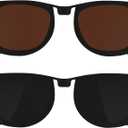 2Pcs Polarized Clip for Ray-Ban Meta Wayfarer RW4008 Smart Glasses (Size L 53-22), Discoloration Clips Compatible with Ray-Ban Meta Wayfarer Protect Your Eyes, Cool and Fashion (Black + Brown)