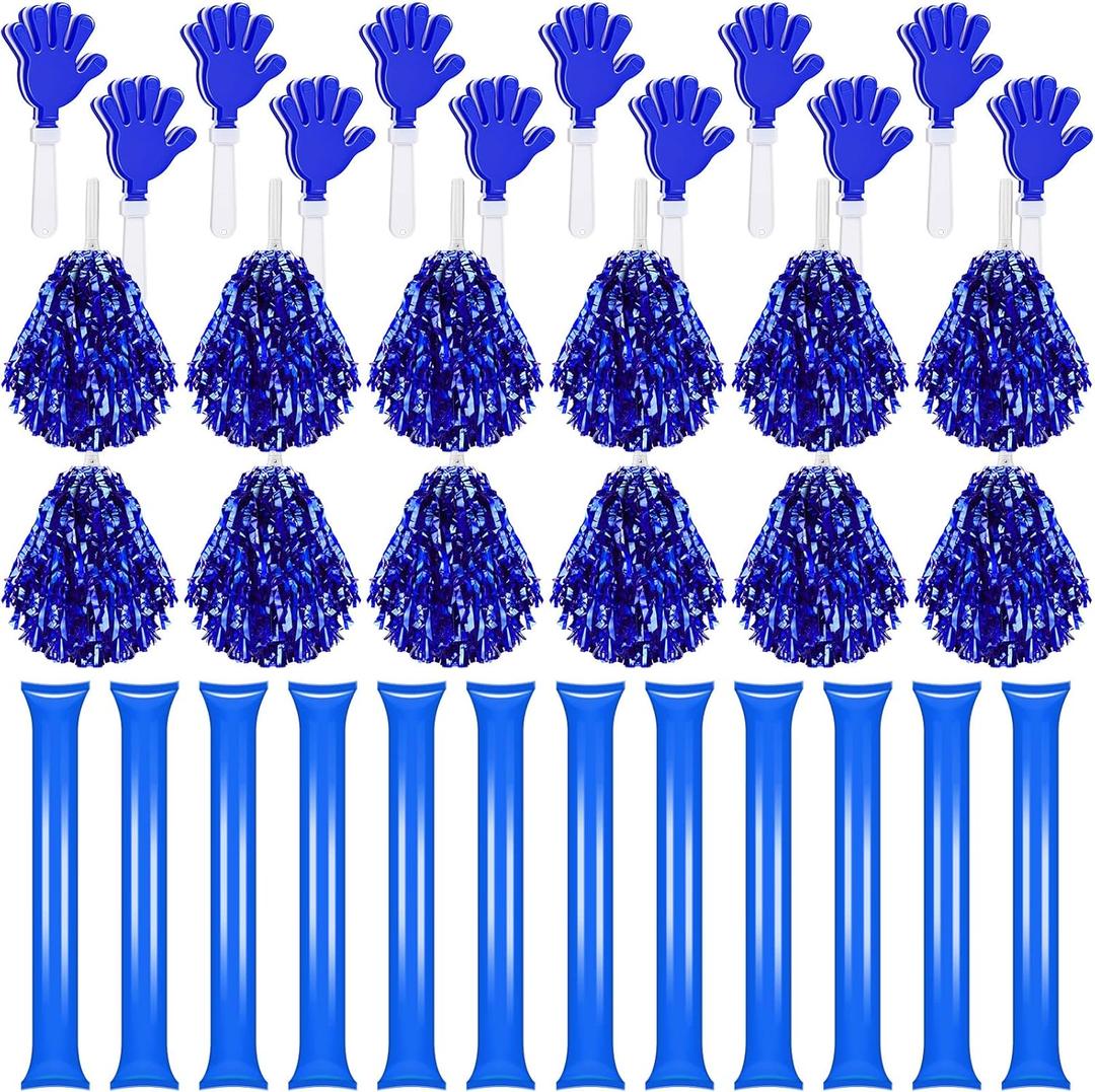 Sosation 36 Pcs Mexico Party Supplies Team Spirit Soccer Accessories Cheerleading Pom Poms Hand Clappers Party Favors and Thunder Sticks Noise Makers for Sporting Events