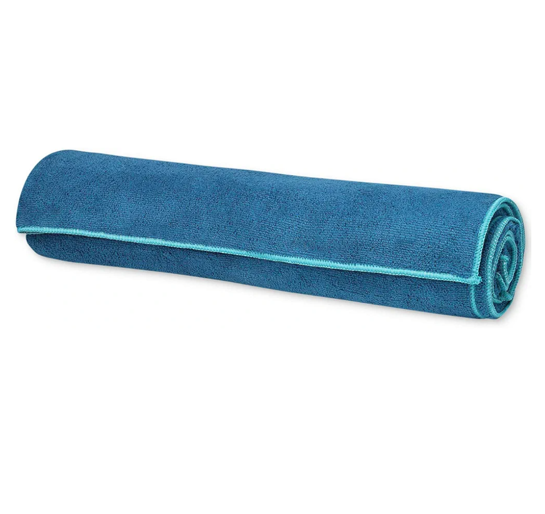 Gaiam Yoga Towel - Mat Sized Active Dry Non Slip Moisture Wicking Sweat Absorbent Microfiber Hot Yoga Towel for Women & Men | Stay-Put Corner Pockets (70" Long x 26" Wide)