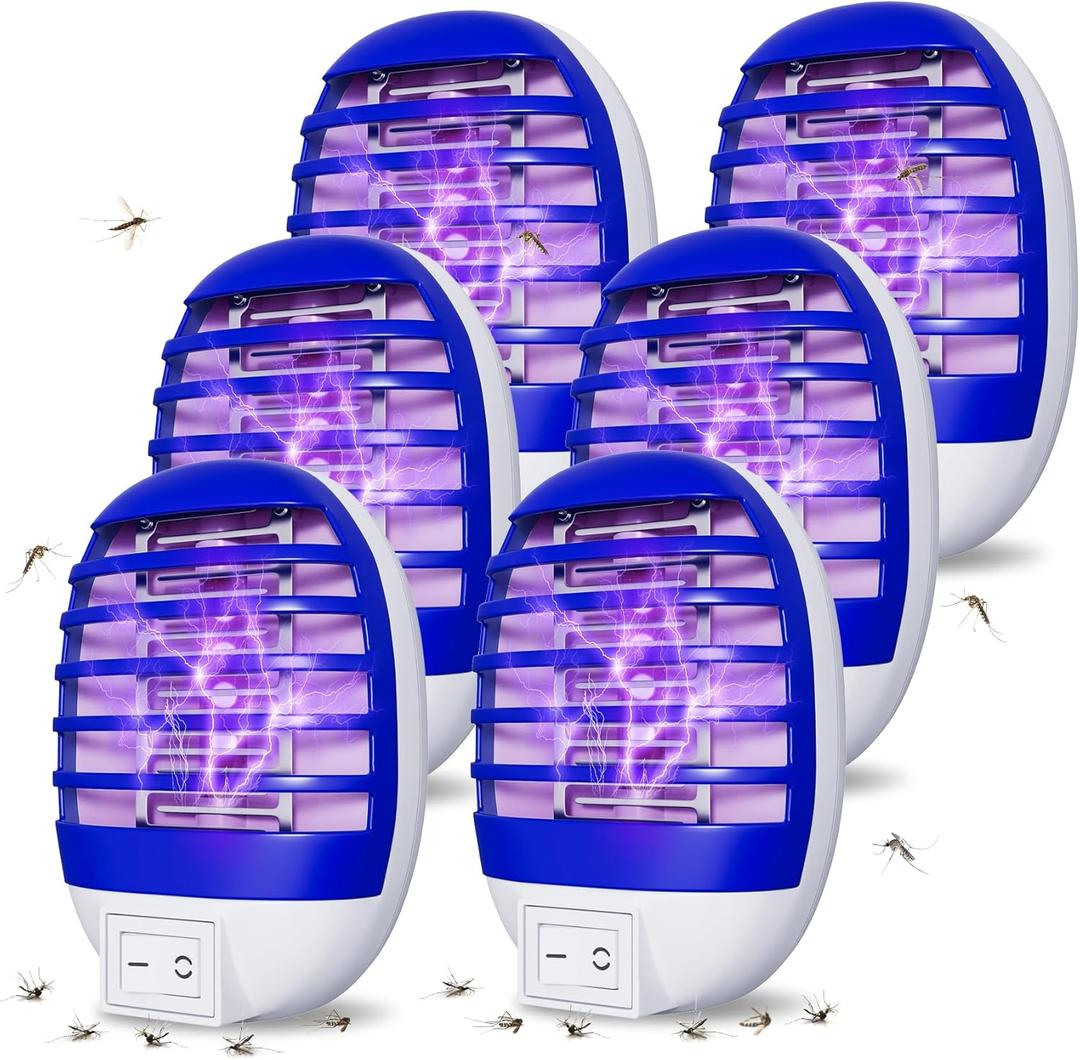 6 Pack Plug in Bug Zapper Indoor Flying Insect Trap, Electronic Mosquito Zapper Gnat Traps with LED Light for Patio, Bedroom, Kitchen, Office
