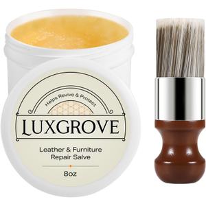 LUXGROVE Leather & Furniture Repair Salve & Brush Set, Leather Cleaner and Conditioner for Furniture - UV Protectants Help Prevent Cracking or Fading, Wood, and Vinyl Conditioner - 8oz