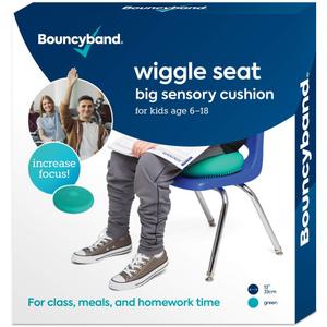 Bouncyband Wiggle Seat Green, 13 D Large Sensory Cushion for Kids Ages 6-18+ Promotes Active Learning, Improves Student Productivity, Includes Easy-Inflation Pump